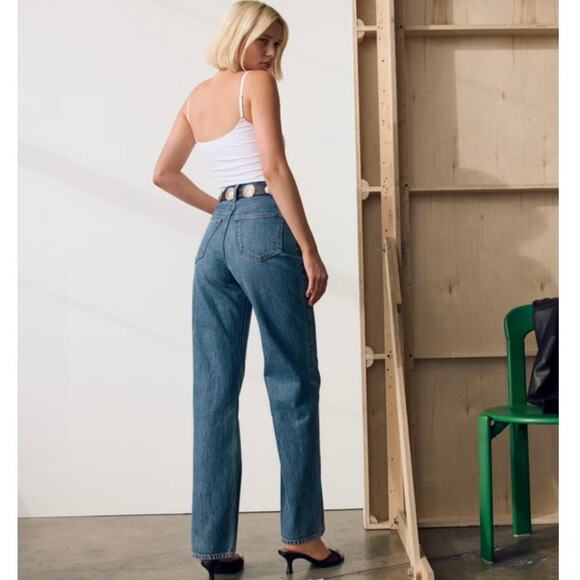 Abercrombie & Fitch The Loose High Rise Jeans Medium Wash Raw Hem 27/4L EUC - Picture 5 of 12